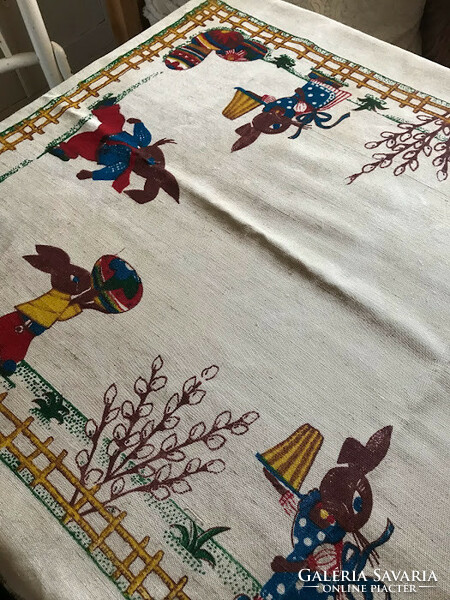Retro, Easter, linen tablecloth