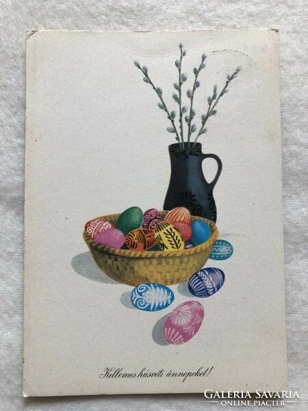 Old drawn Easter postcard - drawing by Henrik Novák -5.