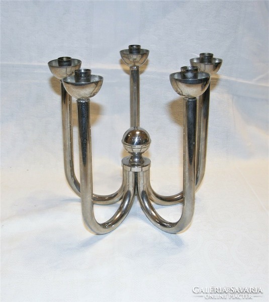 Retro chrome candle holder with 5 branches