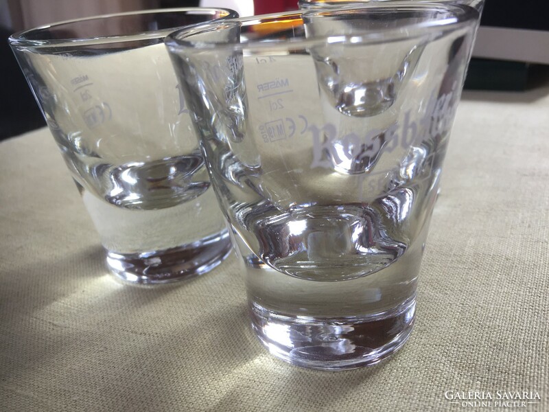 Drinks glasses, 3 pcs., with measure and rossbacher inscription (79/2)