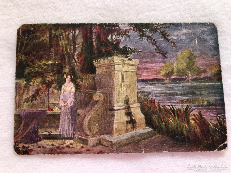 Antik, régi romantikus képeslap - 1917                          -5.