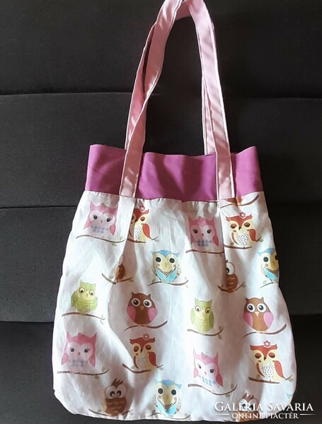 Owl pink canvas bag