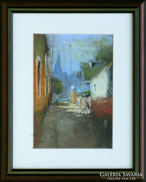 Ede Pósa: Quiet street - framed: 35x29 cm - artwork size: 21x15 cm - 169/732