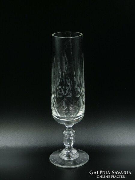 3 crystal champagne glasses with feet