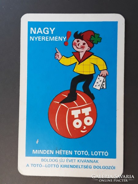 Old card calendar 1982 - big prize every week toto - lottery inscription - retro calendar