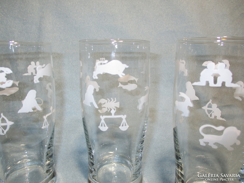 5 db horoszkópos üveg pohár - Parádi üveggyár