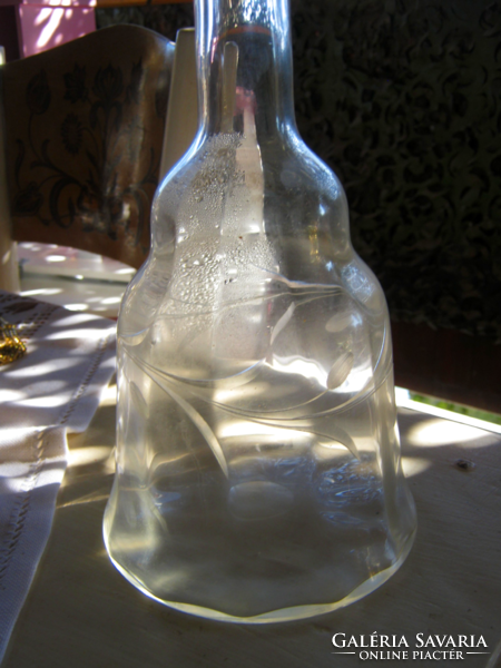 Old glass bottle butella engraved