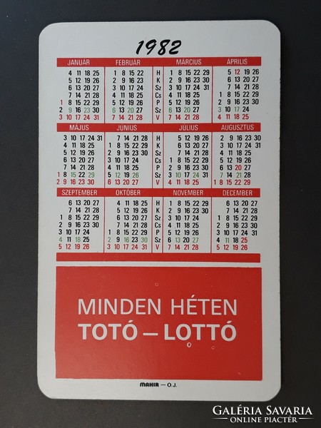 Old card calendar 1982 - wishes you good luck with the inscription of the otp lottery commissioner - calendar