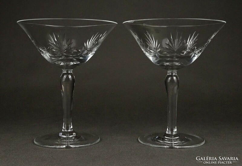 1M431 pair of beautiful old stemmed crystal champagne glasses