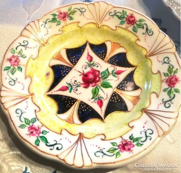 Antique hand-painted Bieder porcelain cake plate - marked