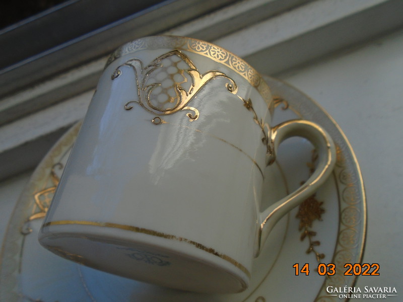 1920 NORITAKE luxus japán Art Deco porcelán aranybrokát virág mintával ,kávés csésze alátéttel