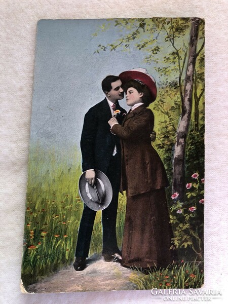Antik, régi romantikus képeslap - 1910                          -5.