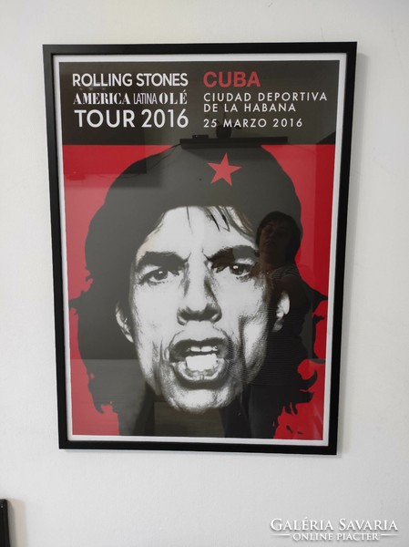 The Rolling Stones Live in Cuba 2016 A Legendás'Történelmi' Koncertsorozat egyik Plakátja keretben
