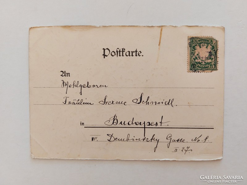 Régi képeslap 1899 levelezőlap gyöngyvirág lepke