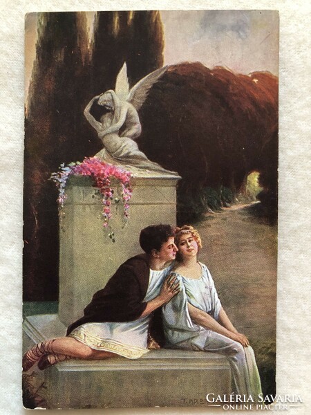 Antique, old romantic postcard - 1918 -5.