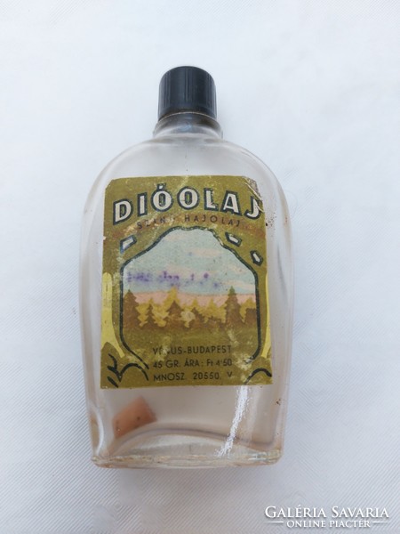 Old labeled essential oil bottle with retro venus walnut oil bottle