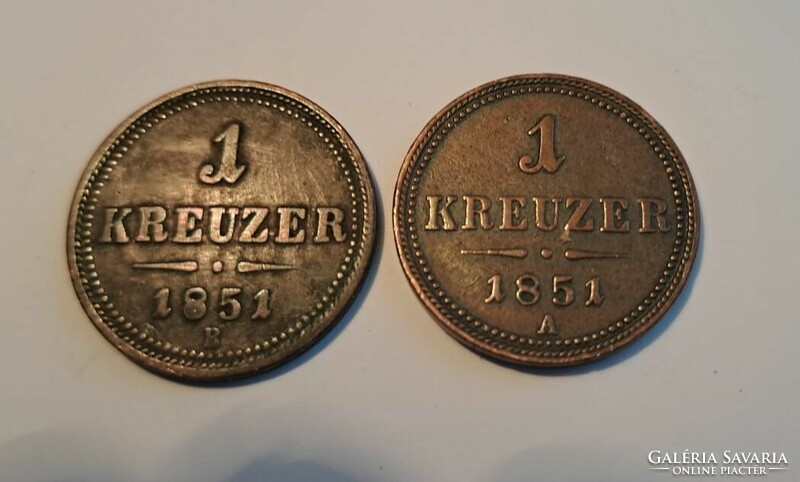 1 Kreuzer austria 1851 2 pcs. Handover in person
