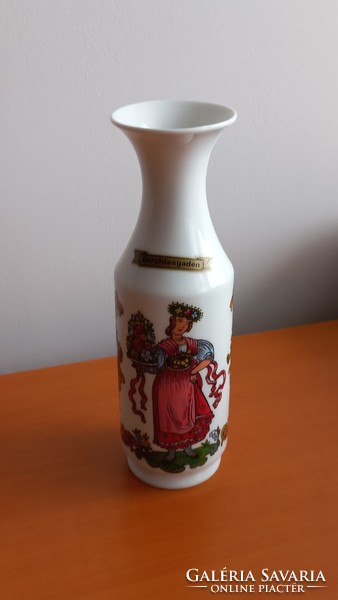 Váza Bavaria Royal, jelzett, jelenetes, hibátlan, 21 X 6 cm