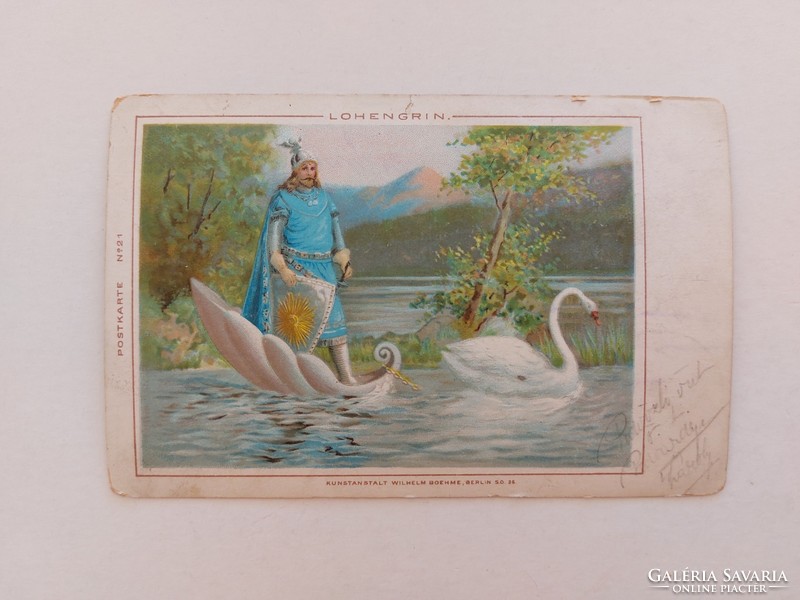 Old postcard 1901 postcard lohengrin swan