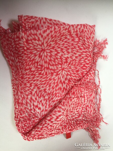 Esprit crinkle-effect large scarf with fringes in red
