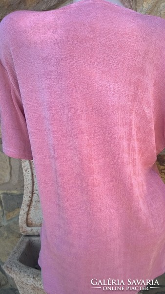 Nagyon csinos pink színű virágmintás pulóver-blúz-női felső XXL