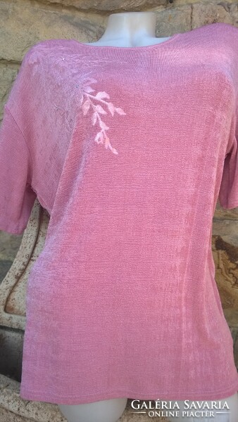 Nagyon csinos pink színű virágmintás pulóver-blúz-női felső XXL