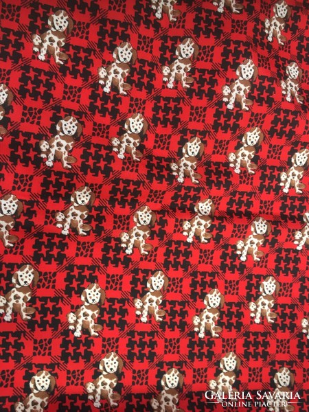 Small red scarf with small patterns and Dalmatian dogs