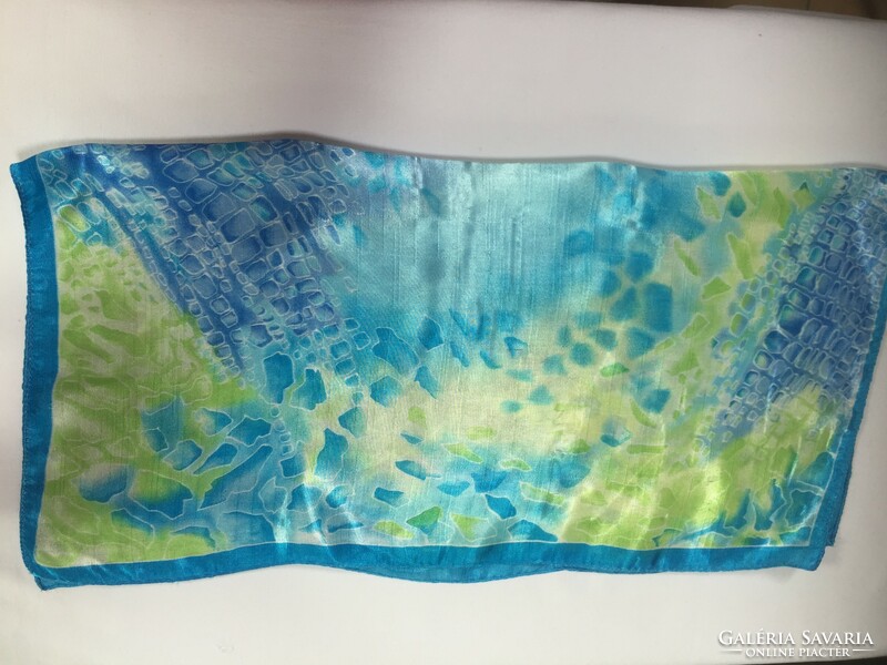 Beautiful turquoise abstract silk scarf