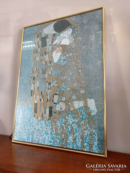 Gustav Klimt "A csók"  nyomat keretben, falidísz