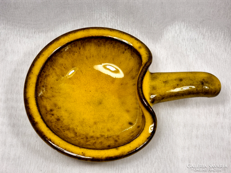 Wilhelm&elly kuch painted yellow glazed ceramic bowl/drinker?, second half of the 20th century.