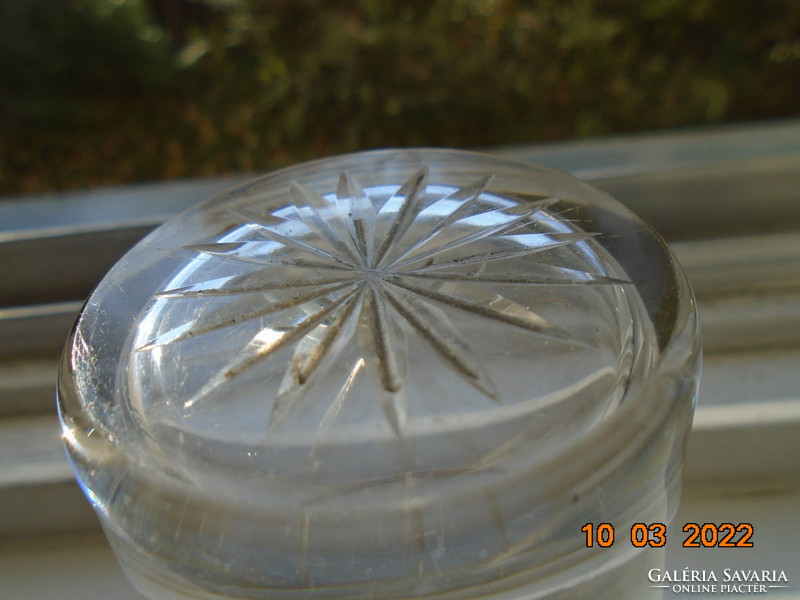 Old glass with engraved polished rosette base