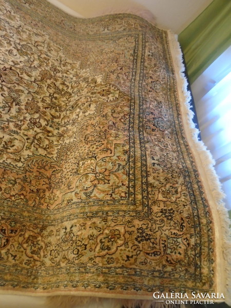 Beautiful hand-knotted large oriental cashmere carpet clean, ready to be laid out immediately
