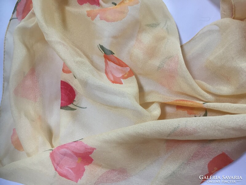 Pale yellow, tulip pattern, youthful, Italian scarf, very feminine piece