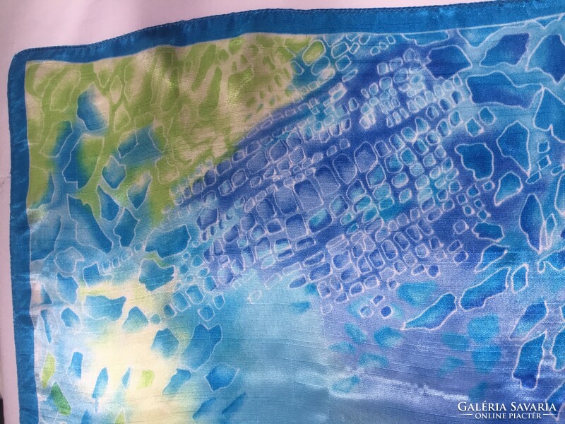 Beautiful turquoise abstract silk scarf