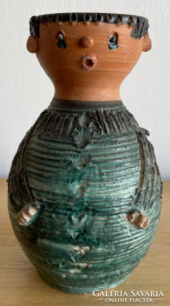 Ilona Kiss roóz - boy in green dress (ceramic)