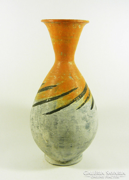 Gorka livia, retro 1960 orange twisted mo. 31.5 Cm artistic ceramic vase, perfect! (G141)