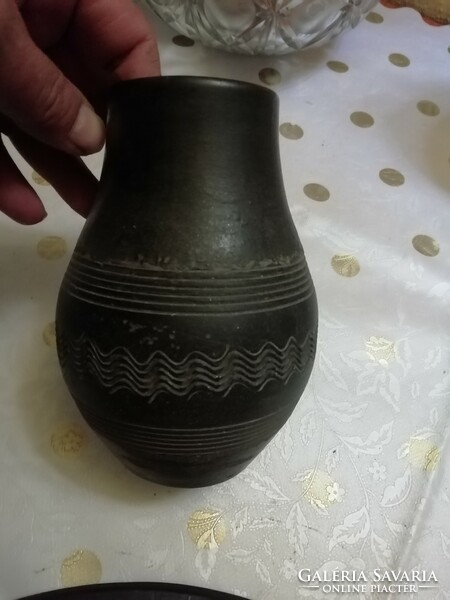 Marked ceramic vase, black