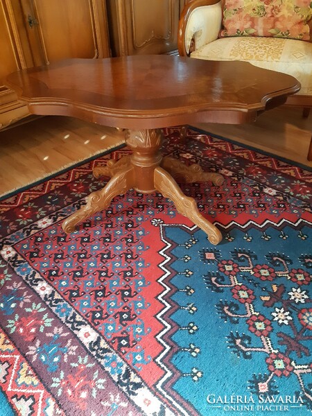 Barok póklábú,intarziás szalon asztal 97x60x53cm magas