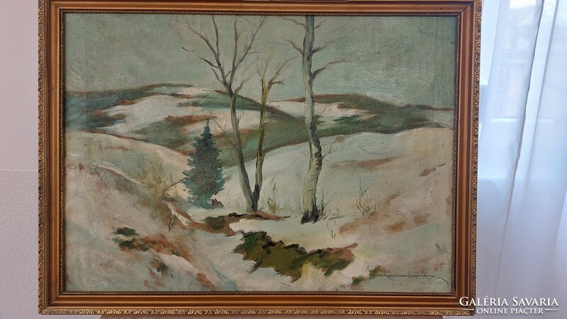 (K) Kurlander István tájképfestmény 63x48 cm kerettel