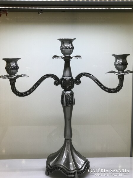 Pewter-colored candle holder 3, 32 cm