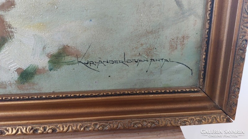 (K) Kurlander István tájképfestmény 63x48 cm kerettel