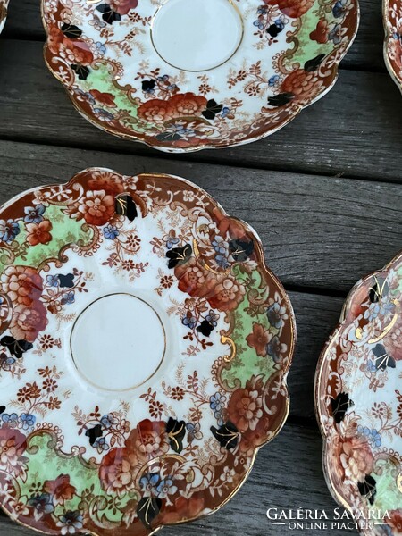 Antique Mayer & Sherratt hand-painted floral set of 6 small plates