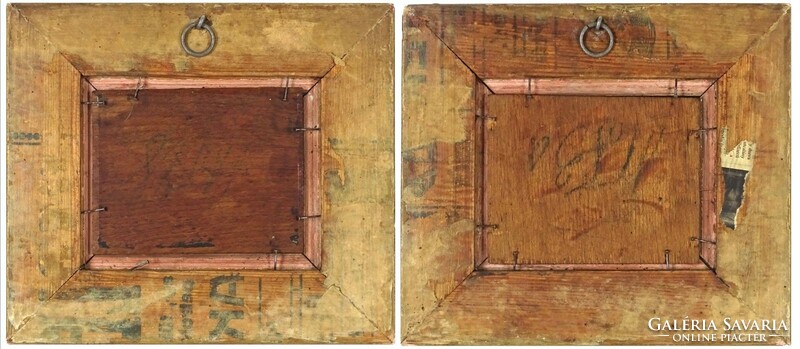 1M443 XX. századi festő : Asztali csendélet bútorkép pár