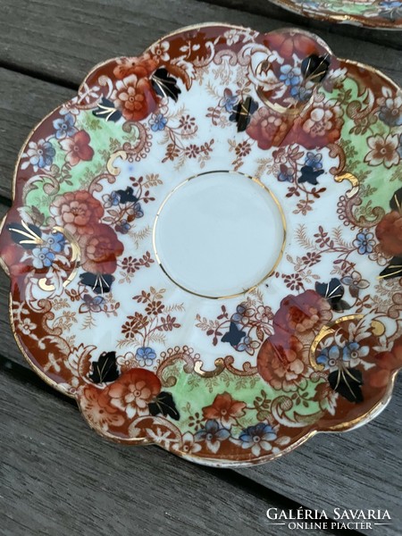 Antique Mayer & Sherratt hand-painted floral set of 6 small plates
