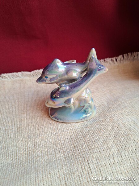 Dolphin dolphins toothpick holder nipp figurine porcelain display case display case heirloom antique nostalgia