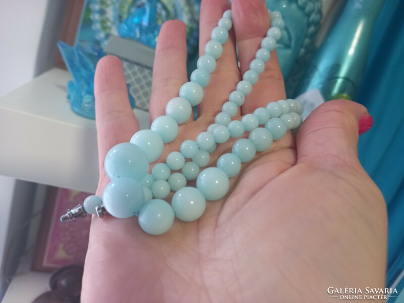 Wonderful hemimorphite necklace, string of pearls from original top pearls