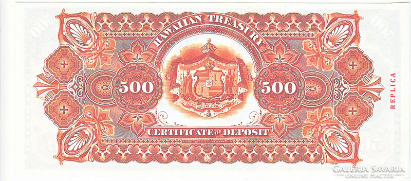 Hawaii 500 Hawaiian Dollars 1879 Replica