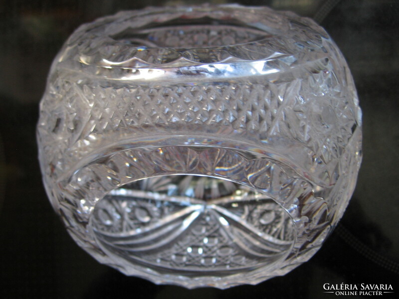 Crystal basket, jewelry holder, heavy, hand polished