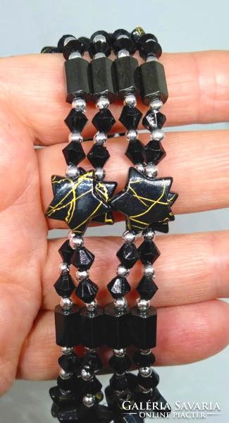 Black magnetite mineral bracelet or necklace 313