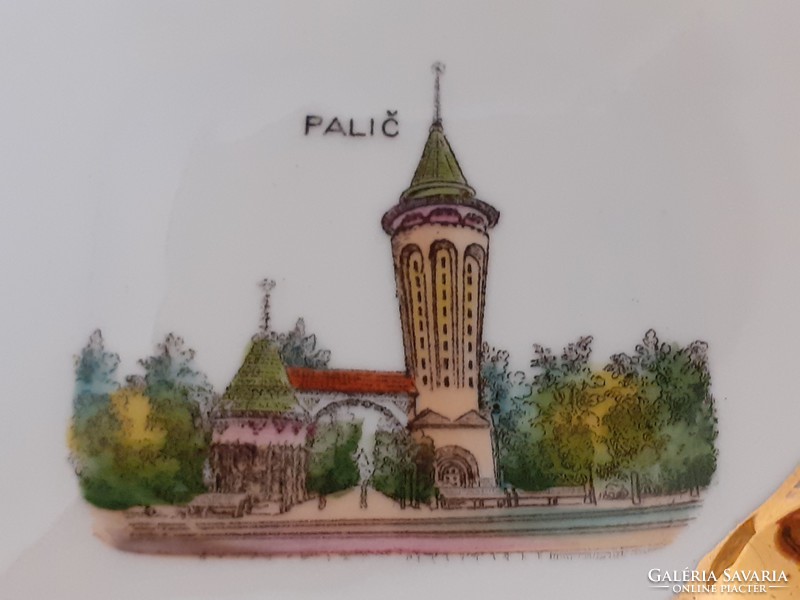 Retro emléktárgy Palič feliratos porcelán Palics fürdő emlék relikvia mini hamutartó